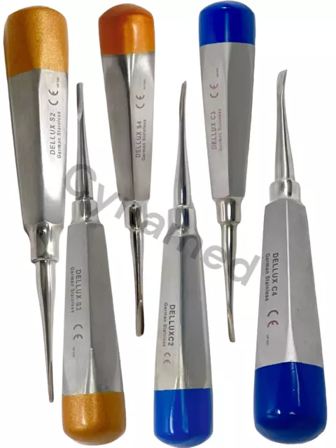 German Dental Elevator Extracting Luxating Apical Root Elevator Set 6 Str/Cvd