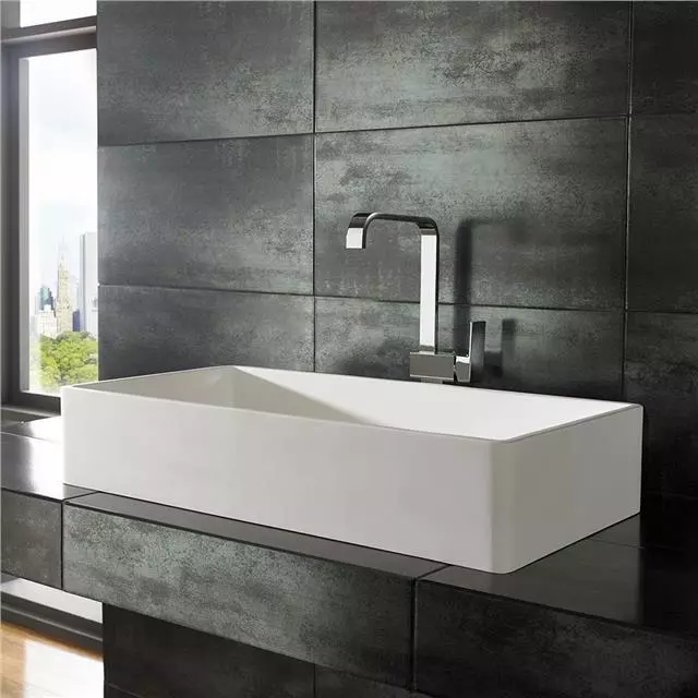 Stone Resin Bathroom Basin  Extra Large Rectangle Countertop Matt Finish SInk 2