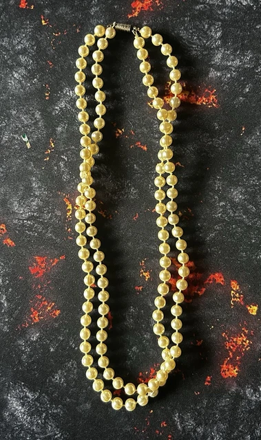 Collier Vintage Double Rang De Petites Perles Blanc - Occasion En Très Bon état