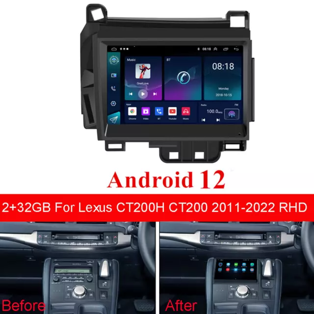 7'' Android 12 Stereo Radio GPS Navi For 2011-2022 Lexus CT200h Build-in Carplay