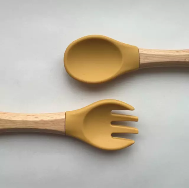 Baby Cutlery | Weaning Spoons & Forks Multipack | Bamboo & Silicone | Free P&P