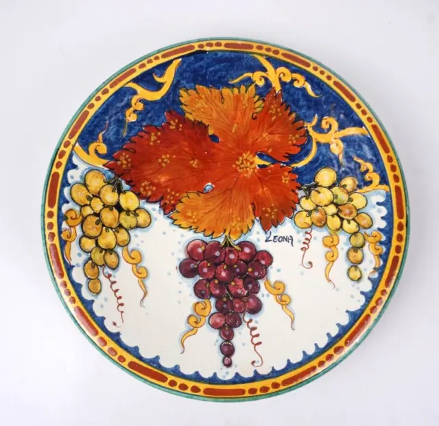 70’s Leona Italian Pottery Settembre Serving Platter Hand Painted 10"