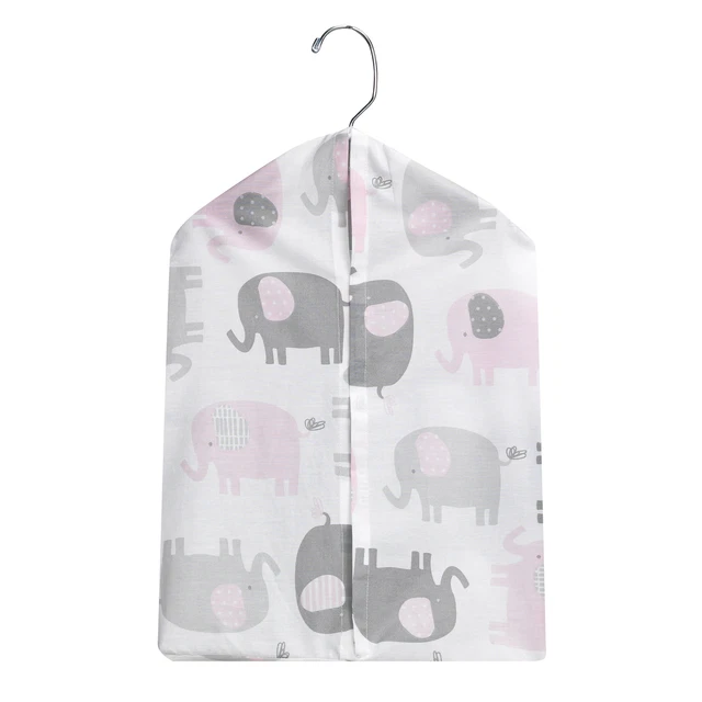 Bedtime Originals Eloise Pink/Gray/White Elephant Diaper Stacker