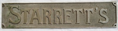 Starrett's (Machinist Tools) Sign 1800s Nickel Plated Cast Brass Vtg Old Antique