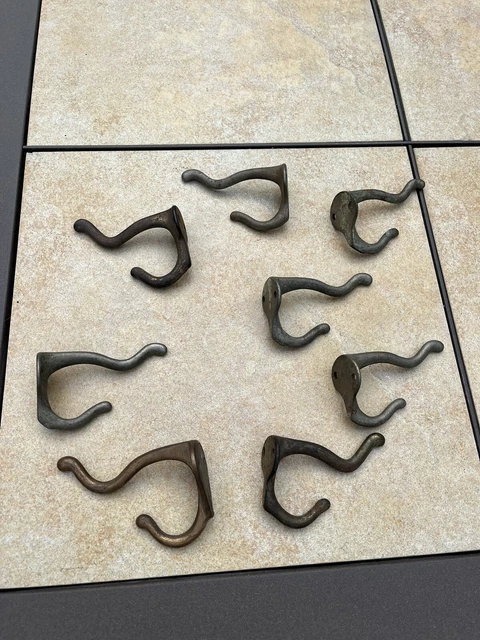 Lot of 8 Vintage Wall Mount Metal Coat Hooks Hat Towel Hangers