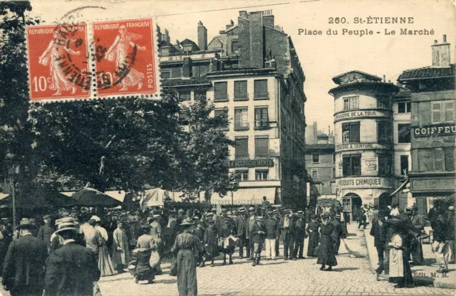 Carte Postale / Loire / Saint Etienne Place Du Peuple Le Marche