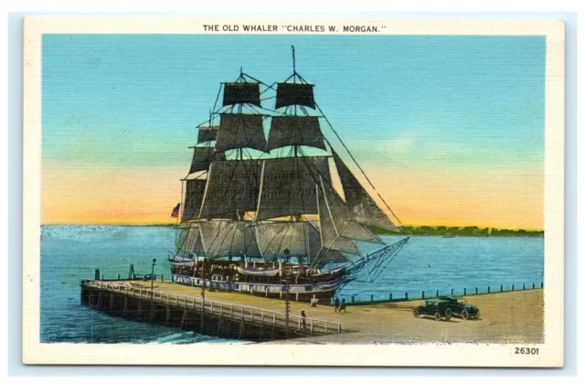 The Old Whaler Charles W. Morgan Ship Boat Postcard D13
