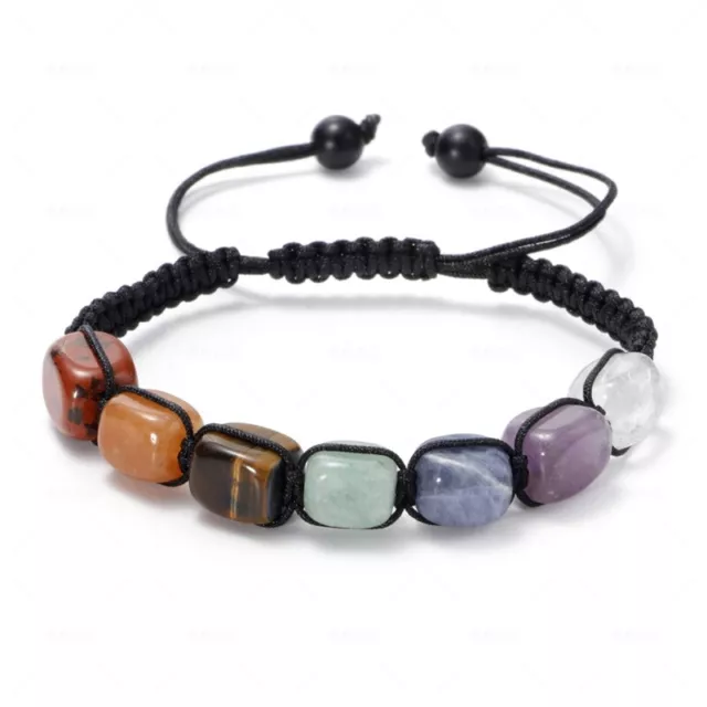 Natural 7 Chakra Stone Bracelet Reiki Healing Crystal Braided Jewelry Gifts