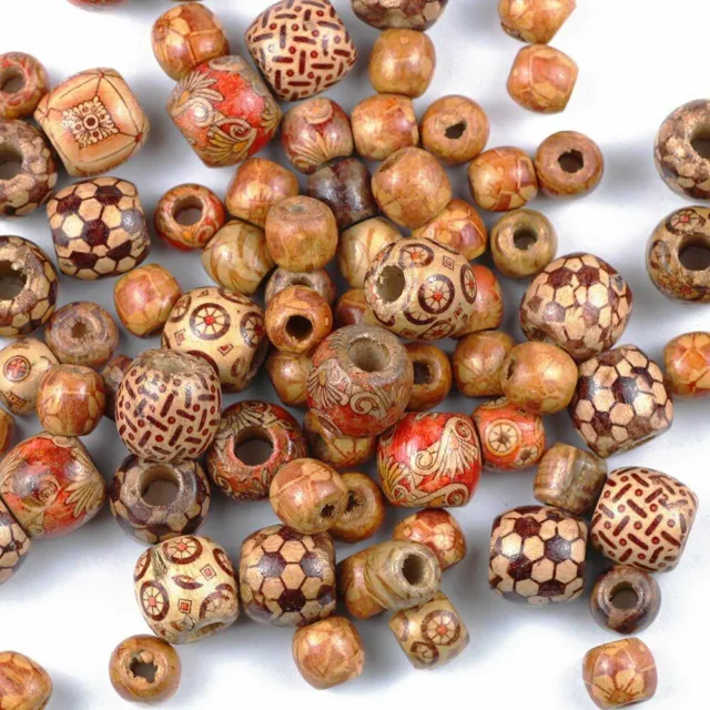 100pcs Painted Wooden Beads Bracelets Charm Loose Bead Spacer DIY Jewelry Making