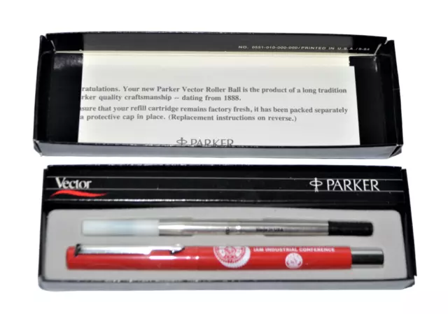 Parker Vector Pen Roller Ball Red Union IAM Industrial Conference Vintage