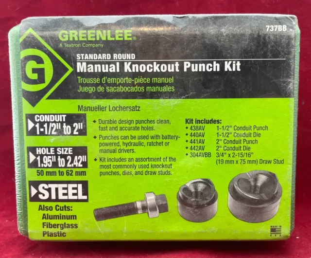 ﻿ GREENLEE 737BB Standard Round Manual Ball Bearing Knockout Punch Kit