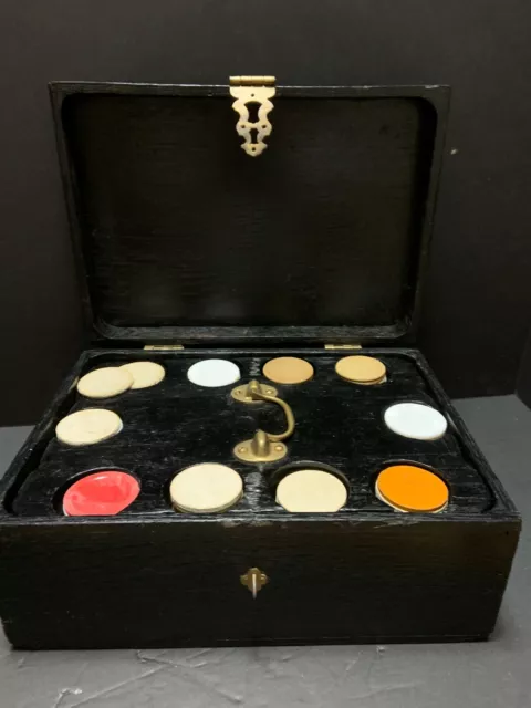 Vintage POKER CHIP SET Hand Crafted Box & Caddy Assrt Clay, Plastic Comp Chips
