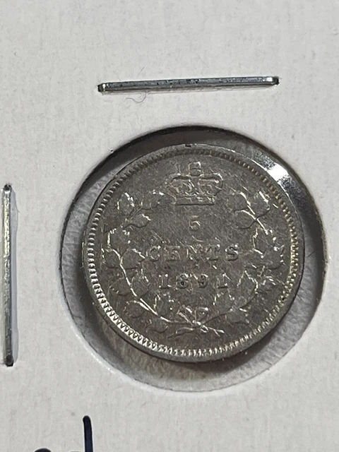 1891 Canada 5 Cents Small Silver Coin Cleaned