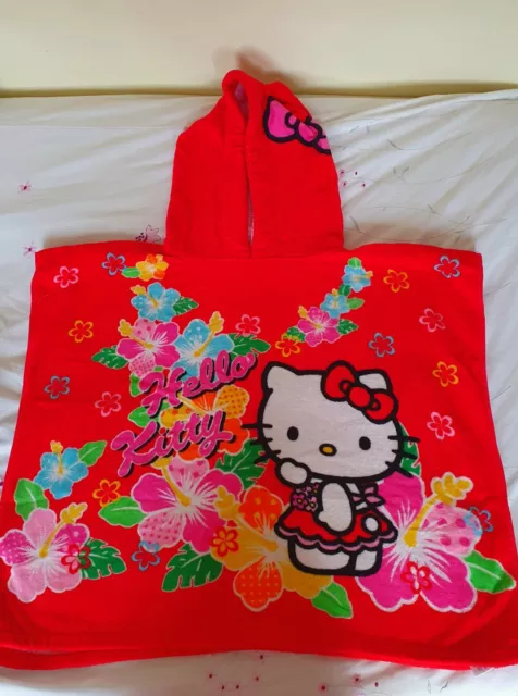 Girls Hello Kitty Toddler Hooded Poncho Bath Beach Swimming Towel
