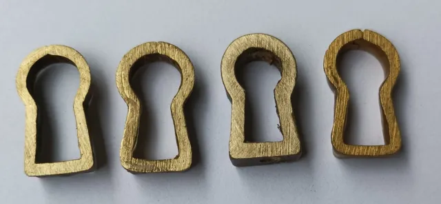 4x Vintage Solid Brass Insert Keyhole Cover Escutcheon