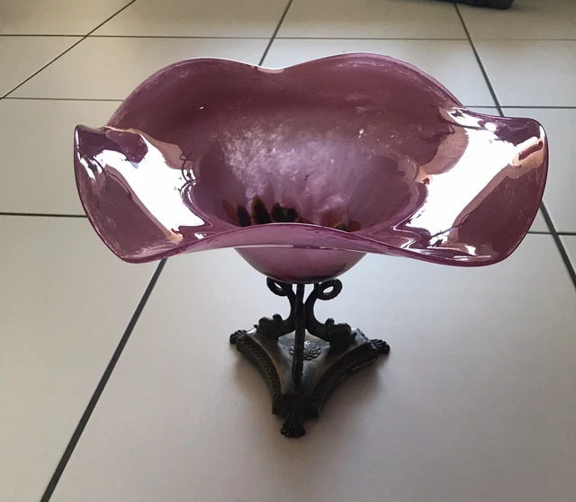 Coupe à Fruits Sur Pied En Verre Moulé - Transparent - Occasion