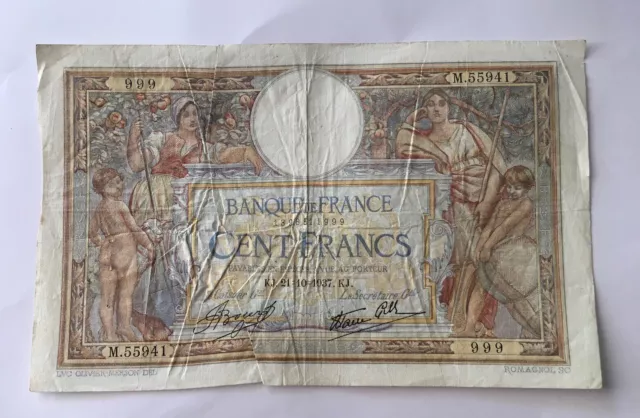 Billet 100 Francs Luc Olivier Merson 1937