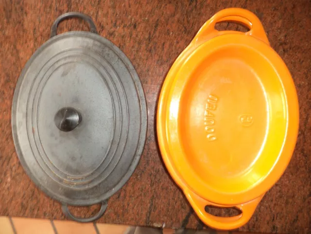 2 cocotte Orange Noire COUSANCES Doufeu et LE CREUSET 16 pouce 31 par 24 cm