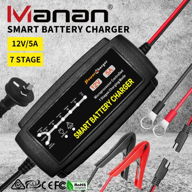 Battery Charger 12V 5A Trickle Smart Repair Car Boat Motorcycle Lead-acid AGM