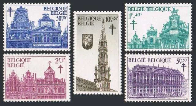 Belgium B784-B788, MNH. Mi 1411-1415. Buildings on Grand-Place, Brussels, 1965.