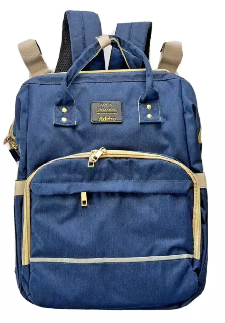 Baby Diaper Bag Backpack BLUE With built in Bassinet/Crib Changing Station USB