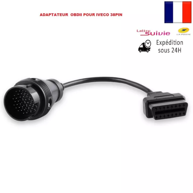 Câble, Adaptateur OBDII 16PIN de diagnotique vers IVECO 38 Broches