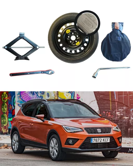 rueda de repuesto galleta 16" para SEAT ARONA con gato llave y bolsa