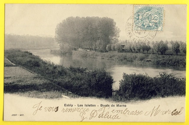 Antique postcard ESBLY in 1904 Seine et Marne Les ISLETTES Bords de Marne