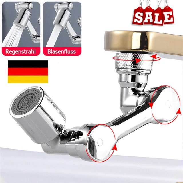 2x 1080° Universal Wasserhahn Splash Filter Schwenkbare Sprühkopfverlängerung DE
