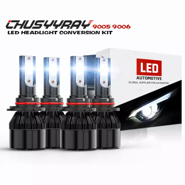 9005 9006 LED Headlights Kit Combo Bulbs 6000K High Low Beam 4PCS