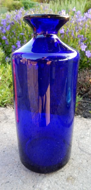 Cobalt blue glass syrup poison chemist bottle - no stopper Early 20th century