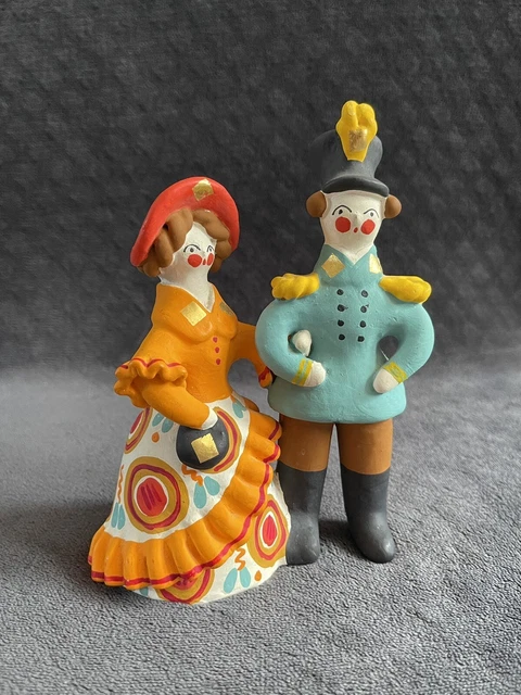 Vintage Russian Dymkovo Vyatka Kirov Toy Folk Art Handicraft Clay Figure
