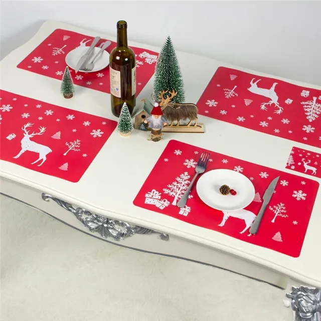 Cup Mat Tischsets Haushalt Ornament PVC Tabelle Untersetzer Weihnachten