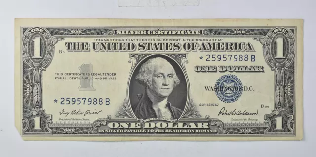 ERROR Replacement *Star* 1957 $1 Silver Certificate Note - Tough *813