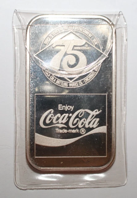 ルイビル、KY - コカ・コーラ75周年記念1オンス 銀バー　1973年発行 ルイビル、KY - コカ・コーラ75周年記念1オンス 銀バー 1973年