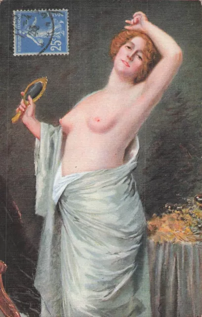 Cp Salon De Paris Au Reveil Par Muraton - Femme Seins Nus Miroir - 89132