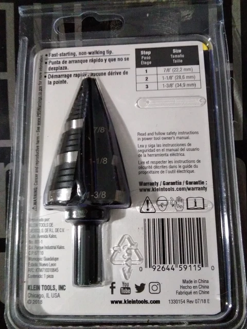 NEW Klein Tools KTSB15 Step Drill Bit #15 2