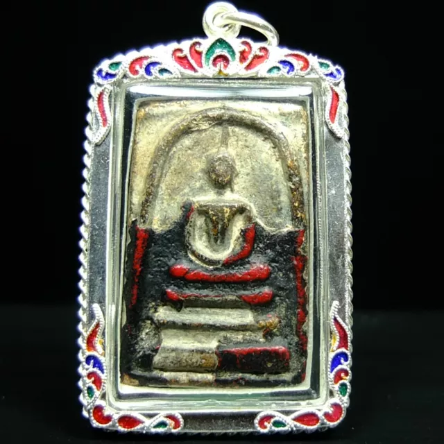 Rare Old Phra Somdej Toh Wat Rakhang Thai Buddha amulet,Real Silvecasing