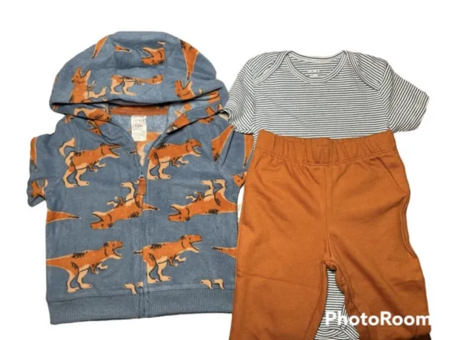 Carters baby boy size 12 months fleece jacket and pants dinosaur print set 2