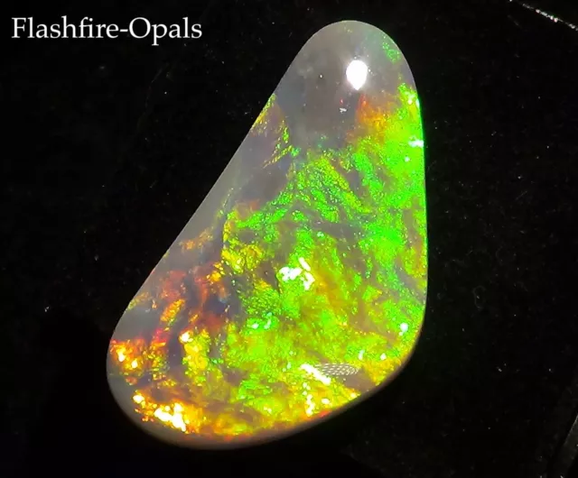 12,3 carati Investment GEM opale nero scuro brillante 5++ verde-arancione opali flashfire