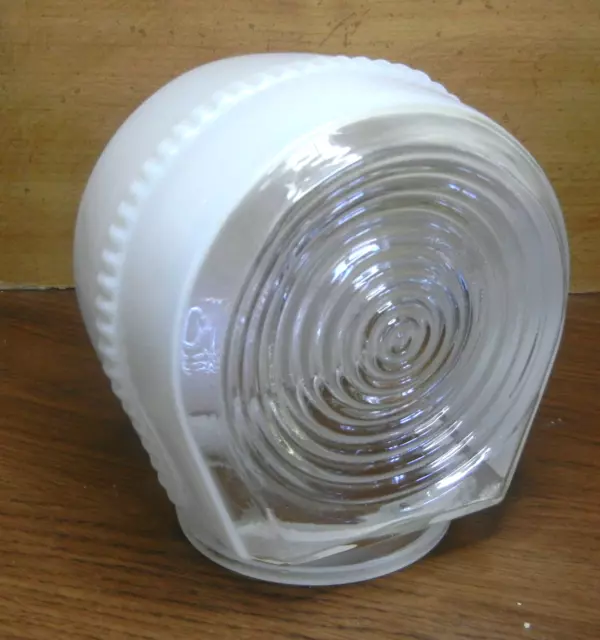 Vintage Art Deco Globe Shade White & Clear Nicely Designed & Raised Accent