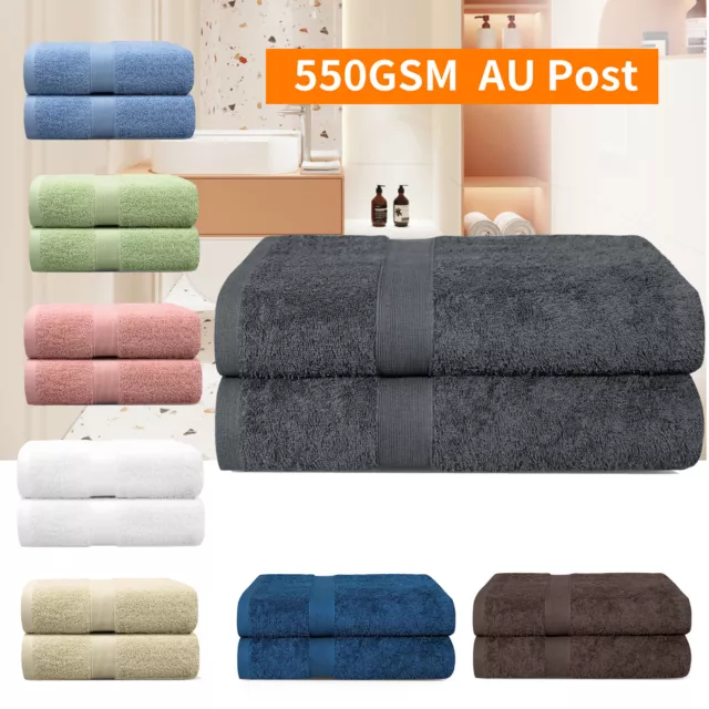 2x Large Jumbo Bath Sheets 100% Cotton 550GSM Shower Body Towels 90x180 cm