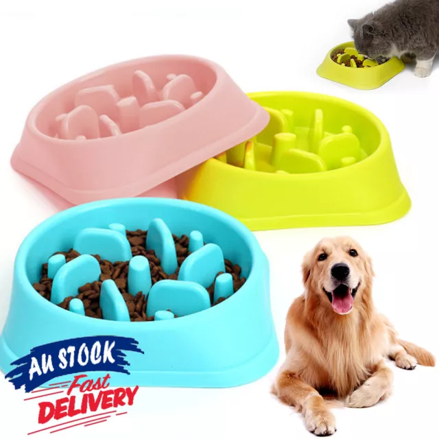 Pet Dog Slow Food Feeder Puppy Feeding Anti Slip Gulp Feed Interactive Dish Bowl