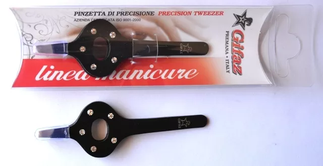 Pinzetta Professionale Per Sopracciglia - 5 Swarovsky - Colore Nero - 2293/1