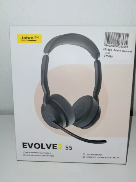 Jabra Evolve 2 55 schnurloses Stereo-Headset Jabra Air Comfort Schwarz B-WARE