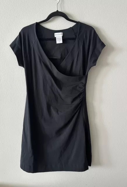 Soft Surroundings Faux Wrap Sheath Dress Black Size Petite Small Short Sleeve