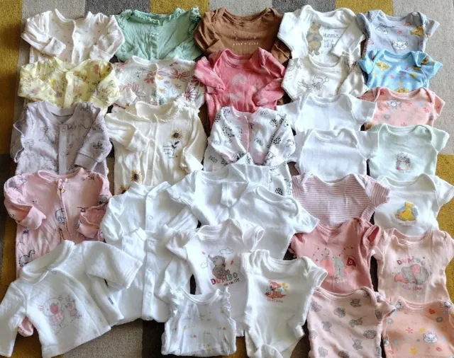TINY/EARLY Baby Girls HUGE Bundle 12 Sleepsuits, 19 Vests & Jacket DOLLS CLOTHES