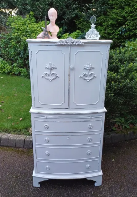 Vintage Painted French Linen Cupboard/Cabinet Shabby Chic CAN ARRANGE COURIER