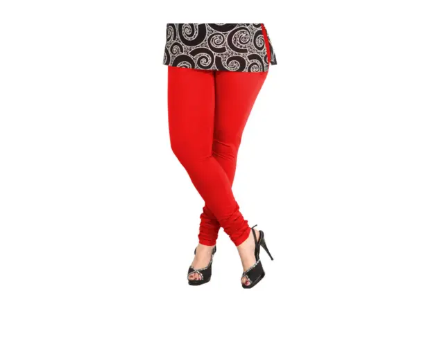 Indian Women Red High Quality Leggings Solid Churidar Free Size New Yoga  Pants