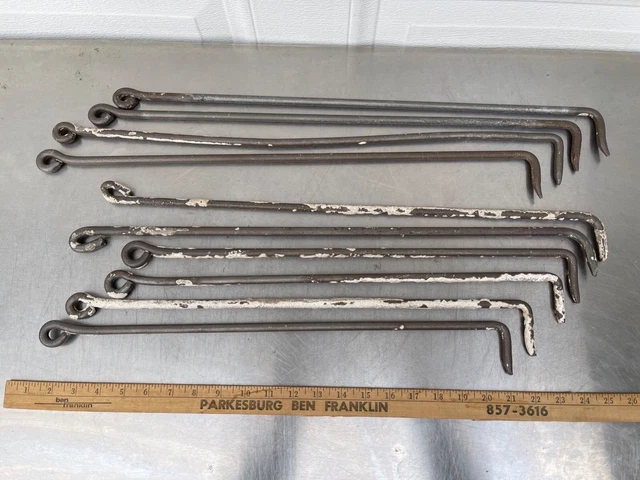 Lot of 10 Antique Hand Forged Hooks 23" Barn Shed Door Latch Gate Catch Salvage